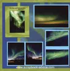 Scrapbook Layout featuring Alaska's Northern Lights or Aurora Borealis