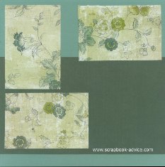 Bermuda Scrapbook Layout using shades of green bazzill paper with matching floral print background