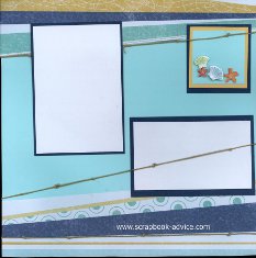 Bermuda Scrapbook Layout using knotted rope, title cut, and stacked embellishments