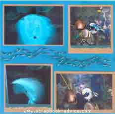 Aquarium Scrapbook Layout using metallic copper paper & fibers