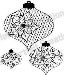  3 Heartfelt Creations Pointsettia Ornaments Stamp Set #2