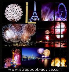 Mosaic Scrapbook Layout using fireworks photos from New Years Eve