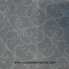 POW Glitter Paper Silver Flourish