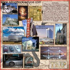 Road Trip Summary Scrapbook Layout Page