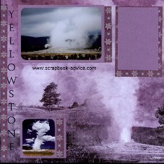Scrapbook Layout of Old Faithful using post cards and personal photographs