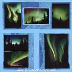 Scrapbook Layout featuring Alaska's Northern Lights or Aurora Borealis