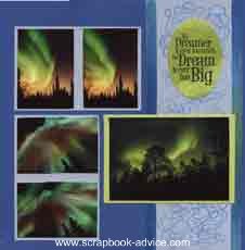 Scrapbook Layout featuring Alaska's Northern Lights or Aurora Borealis