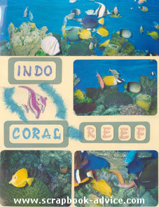 Aquarium Scrapbook Layout using tags, stickers and wavy cut paper