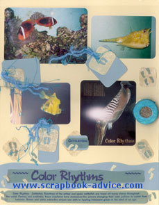 Aquarium Scrapbook Layout using fibers, tags and a shaker box