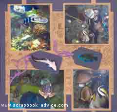 Aquarium Scrapbook Layout using metallic copper paper