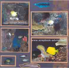 Aquarium Scrapbook Layout using metallic copper paper