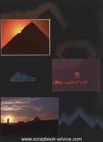 Egyptian Scrapbook Layout showing the Pyramids with night lights 