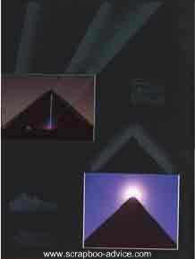 Egyptian Scrapbook Layout showing the Pyramids with night lights