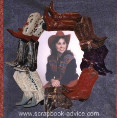 Photos of Boots cut out and used as a frame around photo
