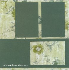 Bermuda Scrapbook Layout using shades of green bazzill paper with matching floral print background