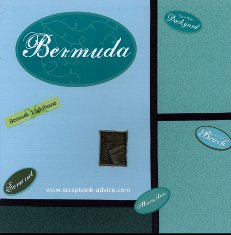 Bermuda Scrapbook Layout for Title Page Color Block with Passport Charm