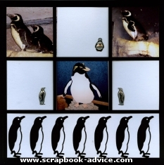 Penguine Scrapbook Layout Die Cut Paper