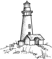 Yaquina Head Lighthouse, Oregon - Cling Mounted Red Rubber Stamp by Cornish Heritage Farms