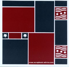 Mosaic Moments Scrapbook Layout Red White and Blue with Flag Cornerstones