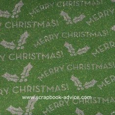 POW Glitter Paper in Moss called Moss Merry with Holly Leaves and Merry Christmas