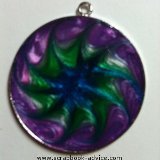 Pendant Jewelry Round with Pearl Lacquer Paint