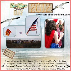 Polar Bear Plunge Scrapbook Layout from Sullivans Island SC 2012