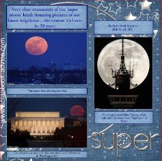 Perigee Super Moon Scrapbook Layout Ideas for Chronological Scrapbook Albums