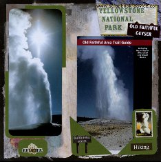 Scrapbook Layout of Old Faithful using post cards and personal photographs