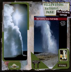 Scrapbook Layout of Old Faithful using post cards and personal photographs