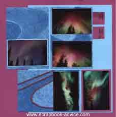Scrapbook Layout featuring Alaska's Northern Lights or Aurora Borealis
