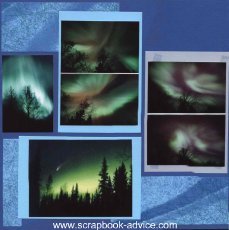 Scrapbook Layout featuring Alaska's Northern Lights or Aurora Borealis