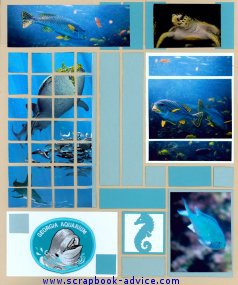 Mosaic Aquarium Scrapbook Layout using Mosaic Moments tile design