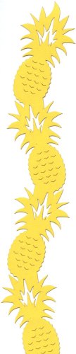 Die Cut of Hawaiian Pineapples stacked to form a side border in bright yellow