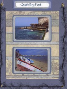 Egyptian Scrapbook Layout with photos of Alexandria Lake and Quiat Bry Fort
