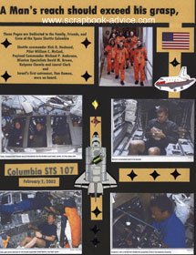 Memorial Col.umbia Shuttle Scrapbook Layout