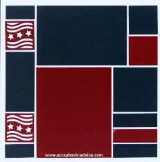 Mosaic Moments Scrapbook Layout Red White and Blue with Flag Cornerstones