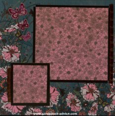 Pers Shop April 2011-8 Personal Shopper scrapbook layout with floral papers and ribbons