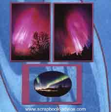 Scrapbook Layout featuring Alaska's Northern Lights or Aurora Borealis