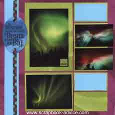 Scrapbook Layout featuring Alaska's Northern Lights or Aurora Borealis