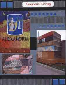 Egyptian Scrapbook Layout showing photos of Alexandria and Alexandria Library