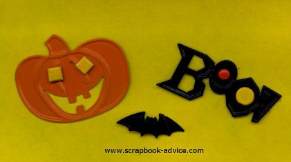 Halloween Scrapbook Embellishments Pumpkin and Boo Brad Buddies and Bat Brad