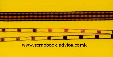 Halloween Scrapbook Fibers black and orange checked, black and orange eyelet
