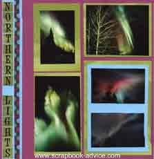 Scrapbook Layout featuring Alaska's Northern Lights or Aurora Borealis