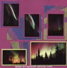 Scrapbook Layout featuring Alaska's Northern Lights or Aurora Borealis